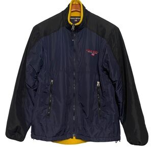 Polo Sport Ralph Lauren Blue Yellow Fleece Lined Full Zip Coat Jacket Size S